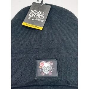 UNDERGROUND SOCIETY‎ MENS BEANIE WITH DESIGN BLACK NWT
